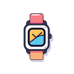 Vector flat icon of a vibrant and stylish watch with a colorful face