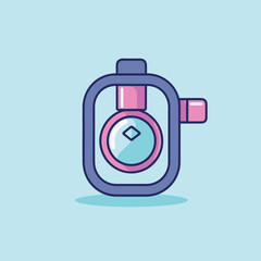 Vector flat icon of a blue and pink camera with a pink lens, perfect for capturing memories in style