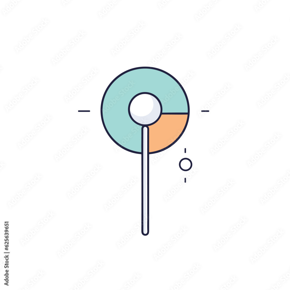 Poster vector flat icon of a flat vector icon of a circular object with a long stick sticking out of it