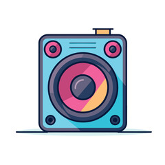Vector flat icon of a blue and pink camera with a long shadow   vector flat icon
