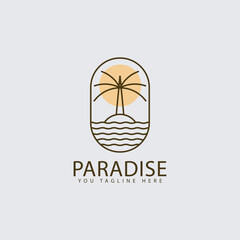 Obraz premium Minimalist Line Art Logo Badge Paradise