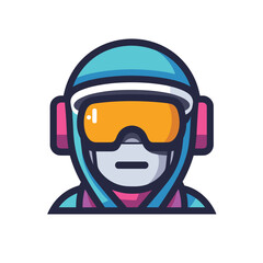 Vector flat icon of a person wearing headphones and a helmet