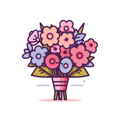 Vector flat icon of a colorful bouquet of flowers in a vase, perfect for adding a pop of color to any space