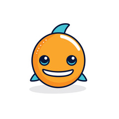 Vector flat icon of a cheerful cartoon orange with a friendly smile