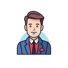 Vector flat icon of a serious looking man in a suit