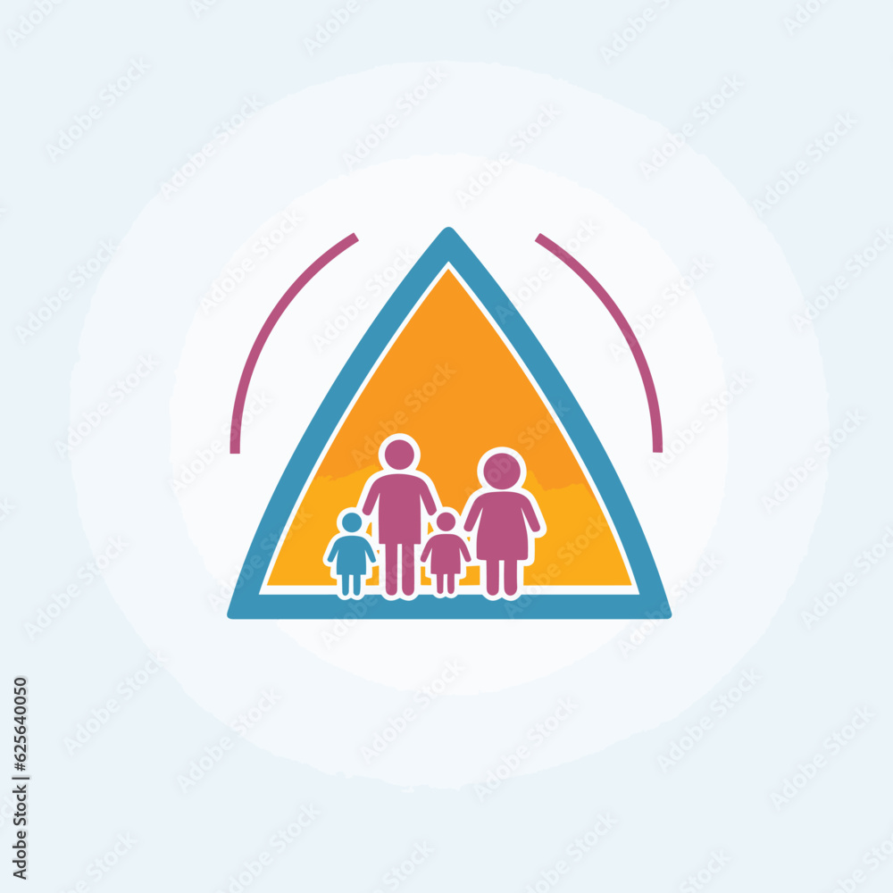 Aufkleber vector flat icon of a family inside a triangular vector icon