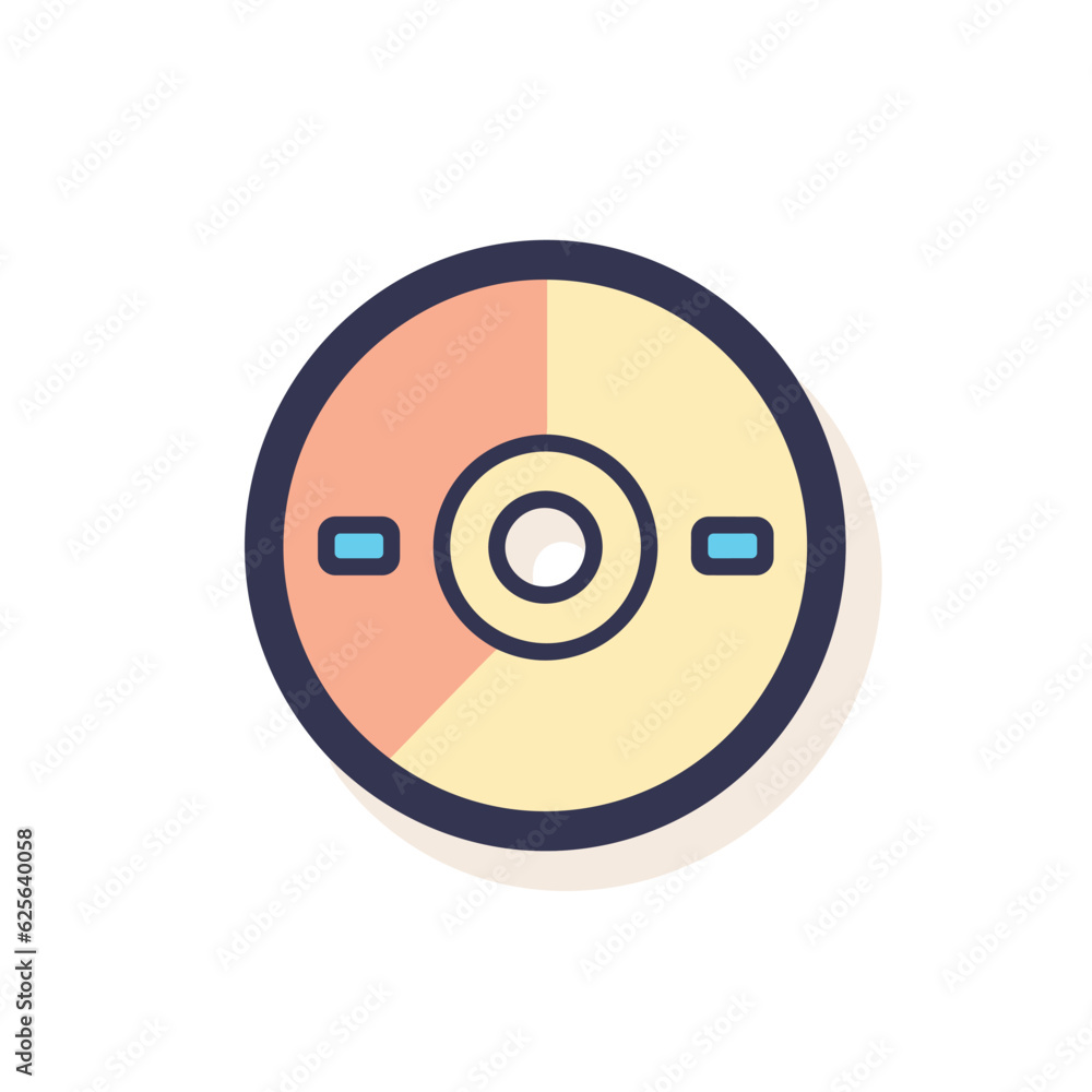 Poster vector flat icon of a yellow and blue button on a white background with a modern and minimalist desi