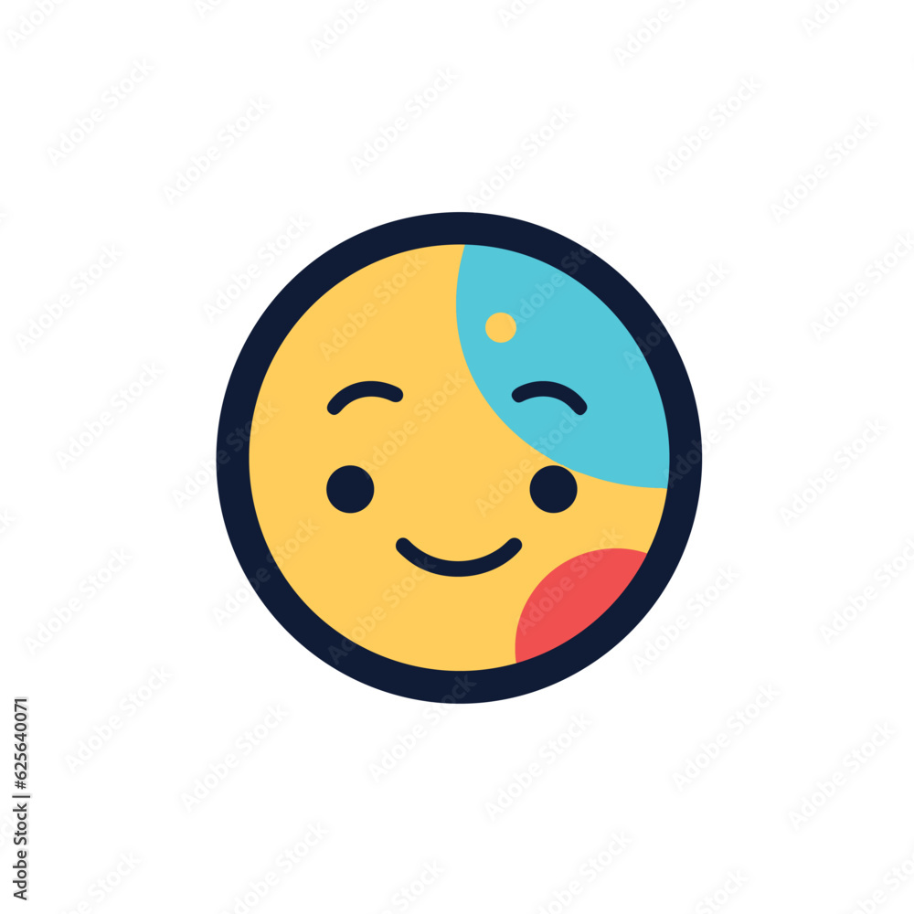 Poster vector flat icon of a colorful vector illustration of a smiling emoji with two contrasting colors