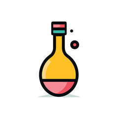 Vector flat icon of a bottle filled with liquid on a white surface, isolated on a vector flat icon