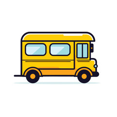 Obraz na płótnie Canvas Vector flat icon of yellow school bus on a white background