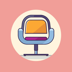 Vector flat icon of a colorful chair with a vibrant yellow seat against a pink backdrop