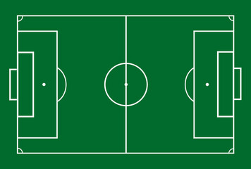 Soccer field in flat style. Football field illustration. Top view