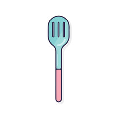 Vector flat icon of a colorful fork with a pink handle on a blue background