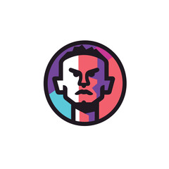 Obraz premium Vector flat icon of a man face surrounded by a vibrant circular design