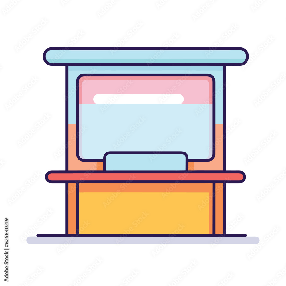 Poster vector flat icon of a simple vector illustration of a window bench in a flat style