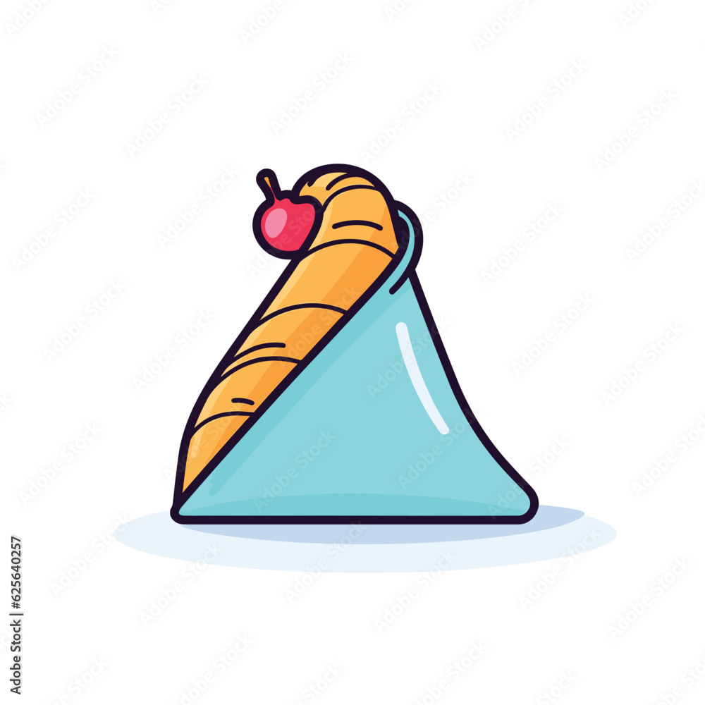 Aufkleber vector flat icon of a carrot on a blue cone, a simple and minimalistic vector icon