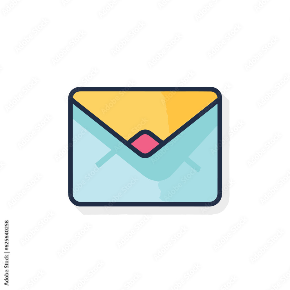 Poster vector flat icon of a flat vector icon of an email envelope with a long shadow on a white background