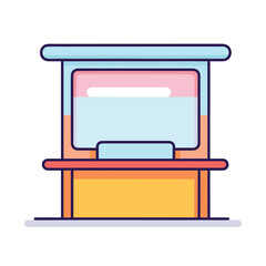 Vector flat icon of a simple vector illustration of a window bench in a flat style