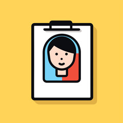 Vector flat icon of a woman on a clipboard   vector illustration