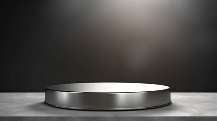 3d render of white podium on black background. Minimal concept