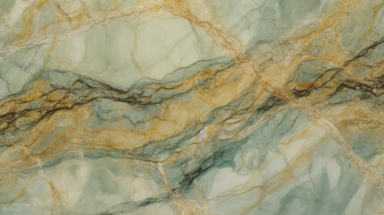 Blue and Dark Green Veins on a Light Green Marble Surface. Generative AI