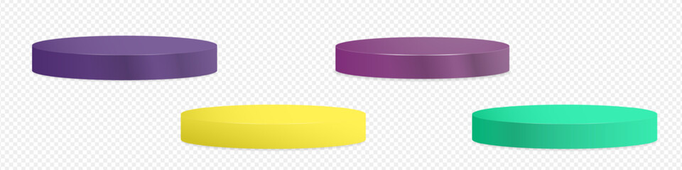 Set of Blue and Yellow 3d rendered podium, isolated. Editable Vector. EPS 10.