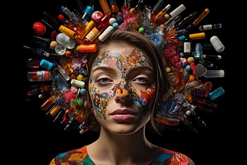 Substance Related and Addictive Disorders. addiction treatment, rehabilitation, and the significance of support systems.raising awareness, promoting mental health campaigns, and illustrating the road  - obrazy, fototapety, plakaty