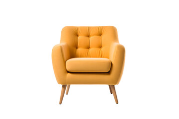 Mustard quilted armchair on a transparent background. png file. Generative AI