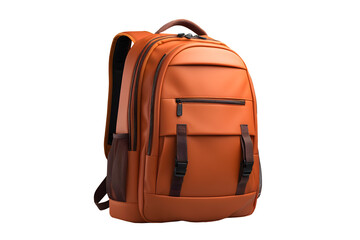Orange simple backpack on a transparent background. png file. Generative AI