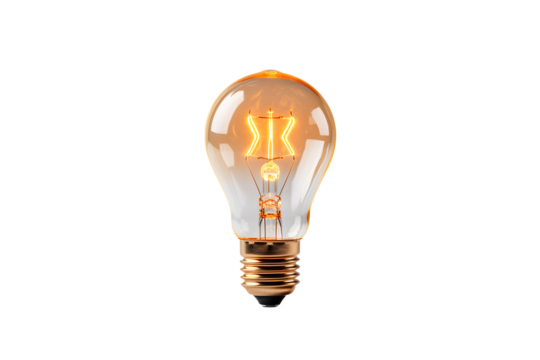 Light bulb on a transparent background. png file. Generative AI