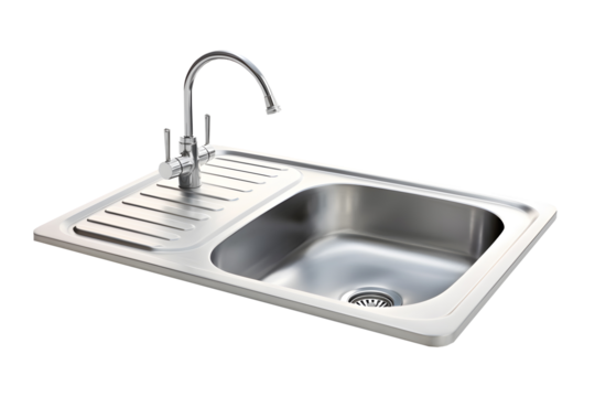 Kitchen sink on a transparent background. png file. Generative AI
