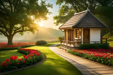 house in the garden Generated Ai