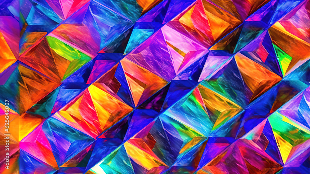 Poster seamless psychedelic rainbow marble diamond mosaic pattern background texture. generative ai
