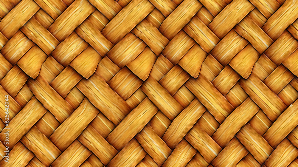 Aufkleber seamless realistic bamboo basket weave repeat pattern. generative ai