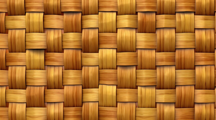 Seamless woven bamboo reeds basket weave background texture. Generative Ai