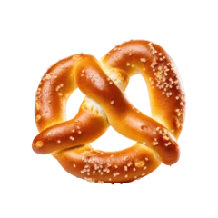 Papier Peint photo Boulangerie perfectly twisted and salted bavarian style soft pretzel baked to a golden brown crust, isolated on a transparent background, generative ai