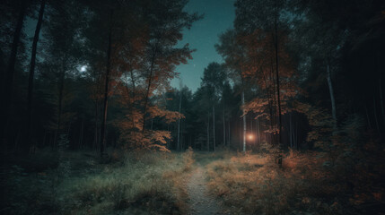 Obraz premium night sky in forest.