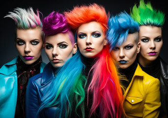 Obraz premium Closeup of gay, lesbian, genderless diverse people representing the diversity of the lgbtq community. Generative AI