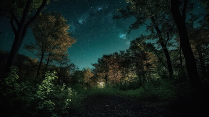 Fototapeta premium night sky in forest.