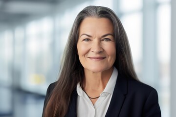 Fototapeta premium business businesswoman office mature middle aged meeting woman portrait corporate manager smiling happiness professional executive worker businessperson generative ai