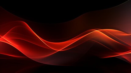 Fototapeta premium Red color lights wave, neon lights on black background. Generative ai