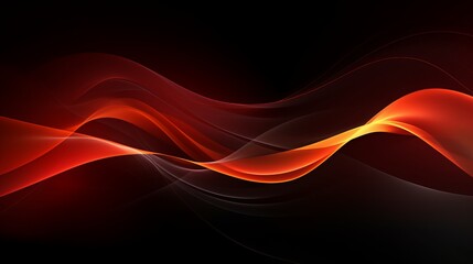 Red and orange lights wave on black background. Generative ai