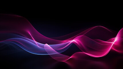 Neon lights wave, colorful on black background. Generative ai