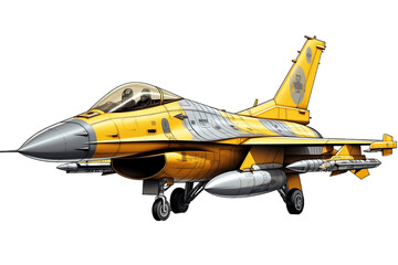 F16 Fighter Jet Isolated on Transparent Background. AI