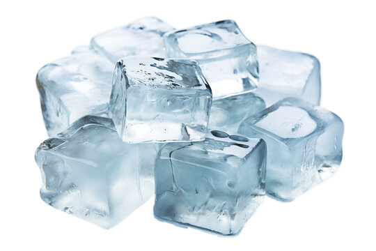 Ice Cubes Isolated on Transparent Background. AI
