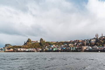 Fototapeta premium palafitos stilted houses in Castro on chiloe in Chile