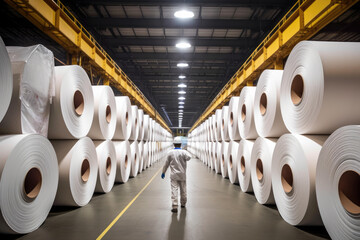 paper rolls factory or warehouse - 625646298