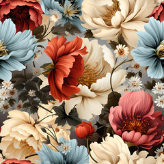 pattern with flowers,decoration,texture,Ai generated