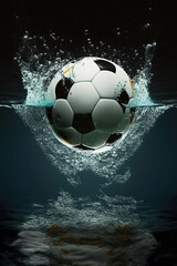 ai generated illustration football soccer ball  in the water