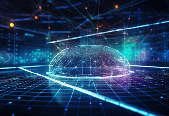 ai generated illustration Holographic IT abstract Server data connected